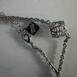 Kendra Scott Retired Nemera Silver Tone Puffy Logo Necklace